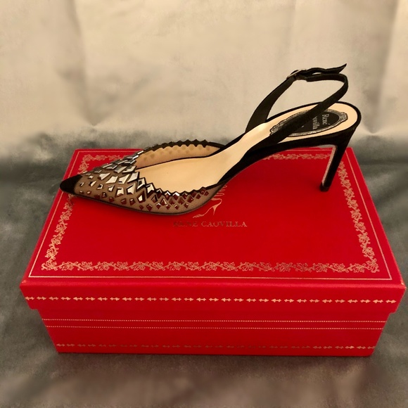 Rene Caovilla Cinderella Embellished Mesh Slingback Pumps  NWT Rene Caovilla Jewelled Slingback Pumps